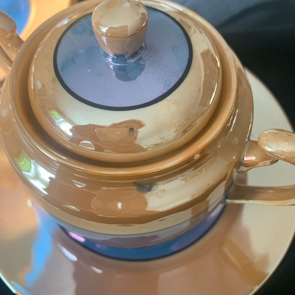 TT Takito Iridescent Hand Painted Lusterware Tea Set with Lunch/Dessert plates - Picture 14 of 15